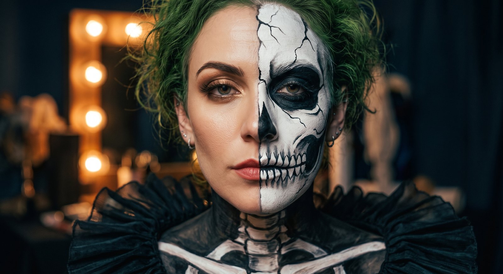 Maquillaje de calavera media cara